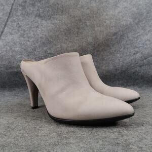 Ecco Shoes Womens 35 Mule Pumps Pointy Toe Leather Fashion Classic Comfort Grey